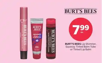 Rexall BURT'S BEES Lip Shimmer, Squeezy Tinted Balm Tube or Tinted Lip Balm offer