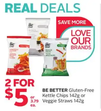 Rexall BE BETTER Gluten-Free Kettle Chips 142g or Veggie Straws 142g offer