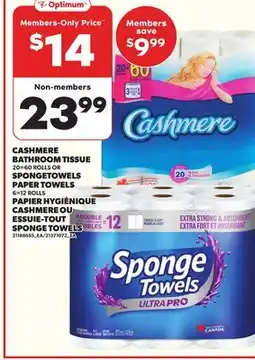 Independent City Market CASHMERE BATHROOM TISSUE 20=60 ROLLS OR SPONGETOWELS PAPER TOWELS 6=12 ROLLS offer