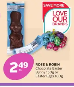 Rexall ROSE & ROBIN Chocolate Easter Bunny 150g or Easter Eggs 160g offer