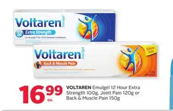 Rexall VOLTAREN Emulgel 12 Hour Extra Strength 100g, Joint Pain 120g or Back & Muscle Pain 150g offer