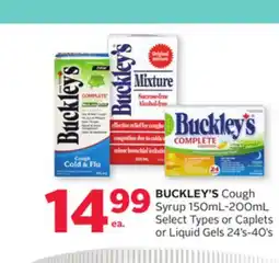 Rexall BUCKLEY'S Cough Syrup 150mL-200mL Select Types or Caplets or Liquid Gels 24' s-40' s offer