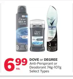 Rexall DOVE or DEGREE Anti-Perspirant or Deodorant offer