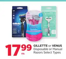 Rexall GILLETTE or VENUS Disposable or Manual Razors offer