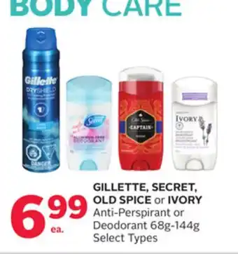 Rexall GILLETTE, SECRET, OLD SPICE or IVORY Anti-Perspirant or Deodorant offer