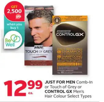 Rexall JUST FOR MEN Comb-In or Touch of Grey or CONTROL GX Men's Hair Colour offer