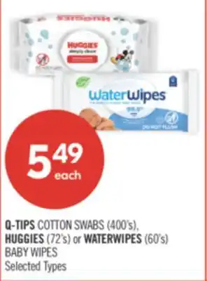 Shoppers Drug Mart Q-TIPS COTTON SWABS (400's), HUGGIES (72's) or WATERWIPES (60's) BABY WIPES offer