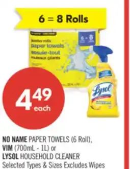 Shoppers Drug Mart PAPER TOWELS (6 Roll), VIM (700mL-1L) or HOUSEHOLD CLEANER offer