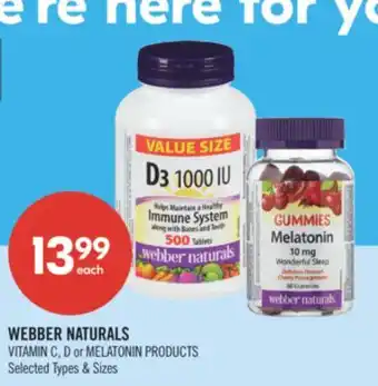 Shoppers Drug Mart WEBBER NATURALS VITAMIN C, D OR MELATONIN PRODUCTS offer