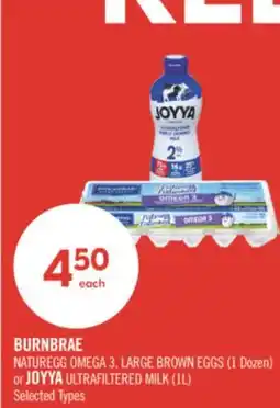 Shoppers Drug Mart BURNBRAE NATUREGG OMEGA 3, LARGE BROWN EGGS (1 Dozen) or JOYYA ULTRAFILTERED MILK (1L) offer