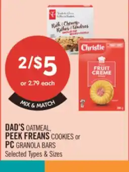 Shoppers Drug Mart DAD'S OATMEAL PEEK FREANS COOKIES or PC GRANOLA BARS offer