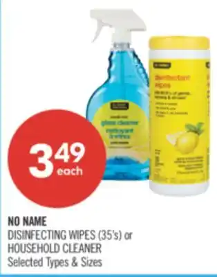 Shoppers Drug Mart NO NAME DISINFECTING WIPES (35's) or HOUSEHOLD CLEANER offer