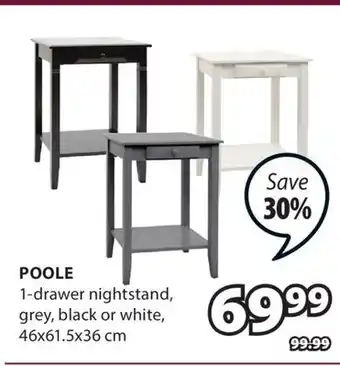 JYSK POOLE 1-drawer nightstand offer