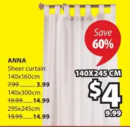 JYSK ANNA Sheer curtain offer