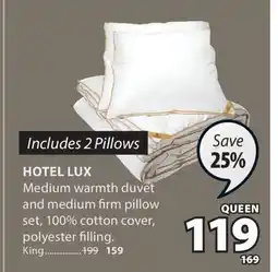 JYSK HOTEL LUX Medium warmth duvet and medium firm pillow offer