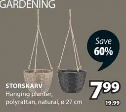 JYSK STORSKARV Hanging planter, polyrattan, natural offer