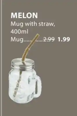 JYSK MELON Mug with straw offer