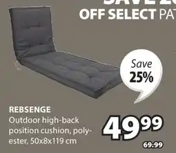 JYSK REBSENGE Outdoor high-back position cushion offer