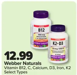 RxHealthMed Webber Naturals Vitamin B12, C, Calcium, D3, Iron, K2 offer