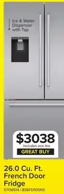 Leon's Bosch 36 Stainless Steel French Door Refrigerator (26.0 cu. ft.) - B36FD50SNS offer