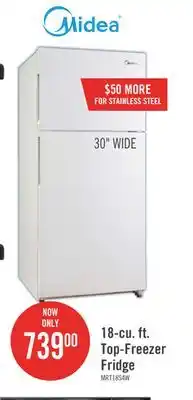 The Brick Midea 18 Cu. Ft. Top-Freezer Refrigerator - MRT18S4AWW offer