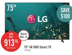 The Brick LG 75 4K UHD HDR10+ HGiG 60Hz webOS Smart TV (75UT7590PUA) offer