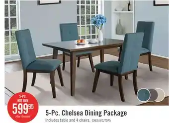 The Brick Chelsea 5pc Dining Set with Table & 4 Grey Chairs, 48W Round - Grey/Brown offer