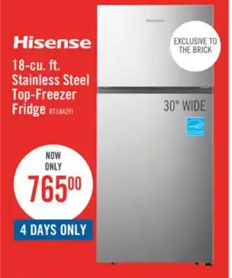 The Brick Hisense 30 18 Cu. Ft. Top-Mount Refrigerator - Stainless Steel - RT18A2FID offer