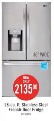 The Brick LG 36 28 Cu. Ft. French-Door Refrigerator - Smudge Proof Stainless Steel - LRFS28XBS offer