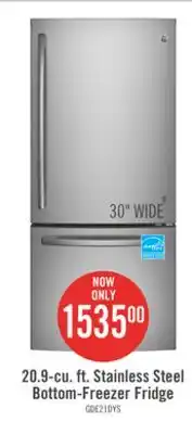 The Brick GE 30 20.9 Cu. Ft. Bottom-Mount Refrigerator - Stainless Steel Fingerprint Resistant - GDE21DYRKFS offer