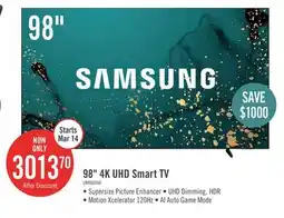 The Brick Samsung 98 4K UHD Edge Lit Dynamic Crystal Colour HDR10+ 120Hz Smart TV (UN98DU9000FXZC) offer