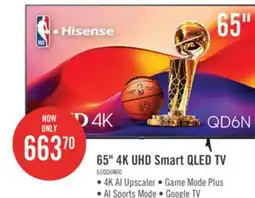 The Brick Hisense 65 QLED 4K UHD HDR10+ Dolby Vision 60Hz Google Smart TV (65QD6N) offer