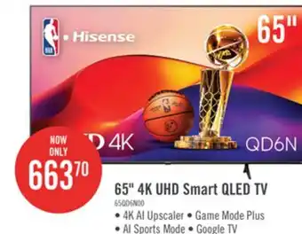 The Brick Hisense 65 QLED 4K UHD HDR10+ Dolby Vision 60Hz Google Smart TV (65QD6N) offer