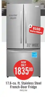 The Brick Frigidaire 31.3 17.6 Cu. Ft. Counter-Depth French-Door Refrigerator - Brushed Steel - FRFG1723AV offer