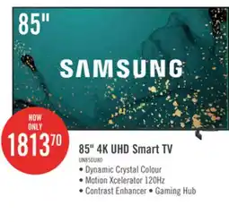 The Brick Samsung 85 4K UHD Edge Lit Dynamic Crystal Colour HDR10+ 120Hz Smart TV (UN85DU8000FXZC) offer