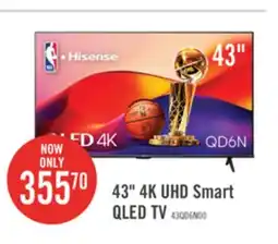 The Brick HISENSE 43 QLED 4K UHD HDR10+ Dolby Vision 60Hz Google Smart TV (43QD6N) offer