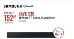 The Brick SAMSUNG 2.0 CH Dolby Digital 2.0 DTS 2.0 Soundbar with Built-In Subwoofer (HW-C400/ZC) offer