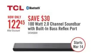 The Brick TCL 2.0 CH Bluetooth Dolby Atmos DTS Virtual:X Soundbar (S45H) offer