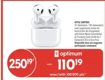 Pharmaprix APPLE AIRPODS (4th Generation) with Active Noise Cancellation and Charging Case offer