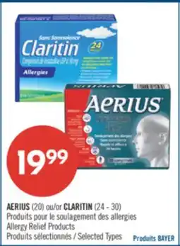 Pharmaprix AERIUS (20) or CLARITIN (24-30) Allergy Relief Products offer