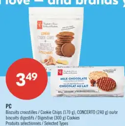 Pharmaprix PC Cookie Chips (170 g), CONCERTO (240 g) or biscuits Digestive (300 g) Cookies offer