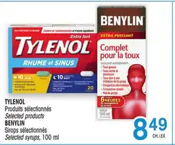 Uniprix TYLENOL Produits sélectionnés/ Selected products, BENYLIN Sirops sélectionnés/ Selected syrups offer