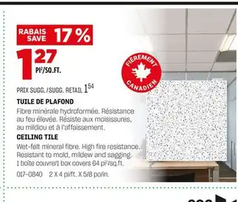 BMR TUILE DE PLAFOND offer