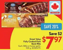 Walmart Great Value Fully Cooked Pork Back Ribs offer