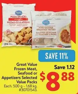 Walmart Great Value Frozen Meat, Seafood offer