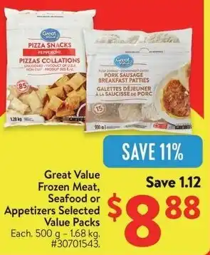 Walmart Great Value Frozen Meat, Seafood offer