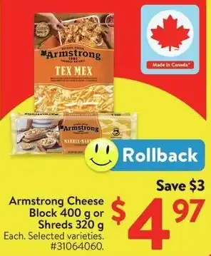 Walmart Armstrong Cheese Block or Shreds offer