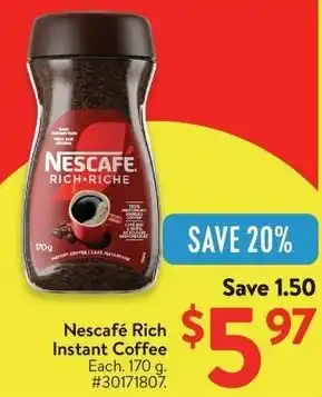 Walmart Nescafé Rich Instant Coffee offer