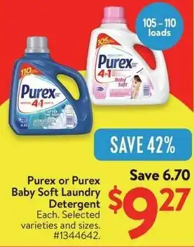 Walmart Purex or Purex Baby Soft Laundry Detergent offer