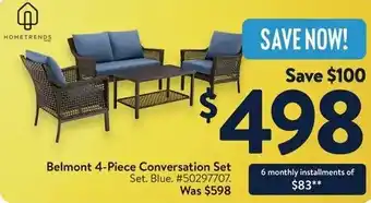 Walmart HOMETRENDS Belmont 4-Piece Conversation Set offer